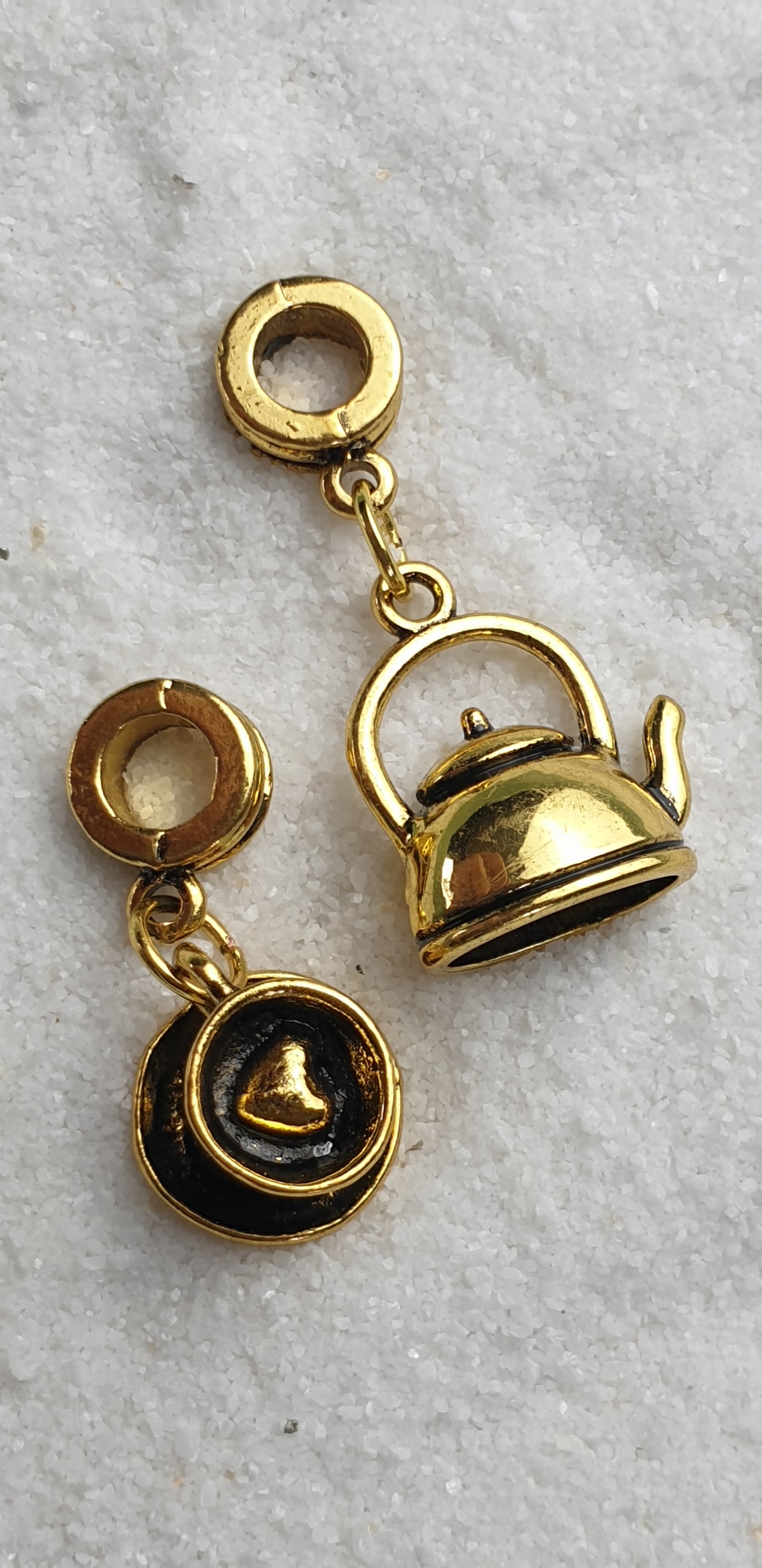 TEA TIME Metall Dreadschmuck / Dread Charm / Flecht Perle und Anhänger, Set mit Märchen Motiv