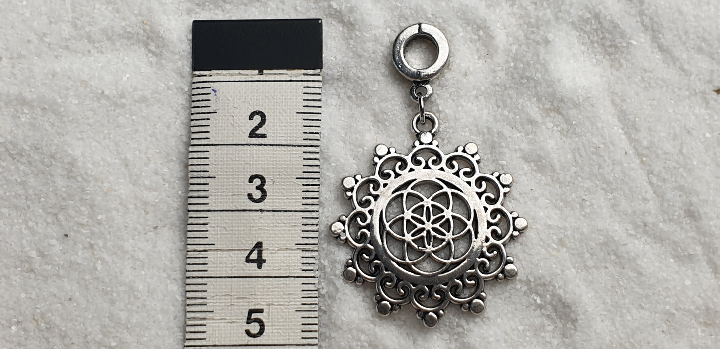 MANDALA Metall Dreadschmuck / Dread Charm / Flecht Perle und Anhänger mit großem Mandala Anhänger