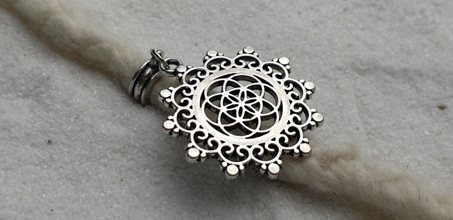 MANDALA Metall Dreadschmuck / Dread Charm / Flecht Perle und Anhänger mit großem Mandala Anhänger