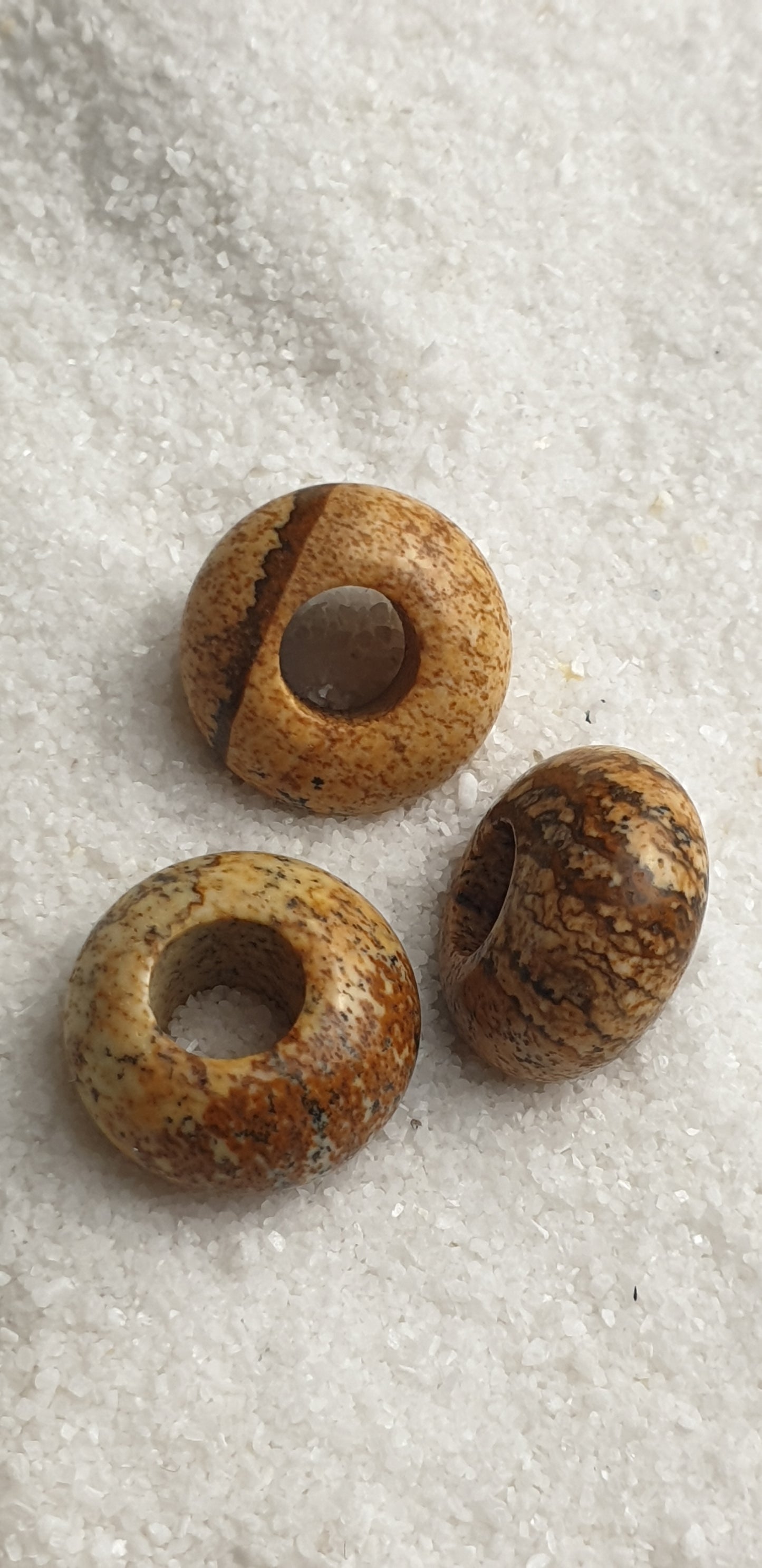 BRAUNER BILDJASPIS Naturstein Dreadschmuck / Dread Perle / Flecht Perle aus Feldspathquarz