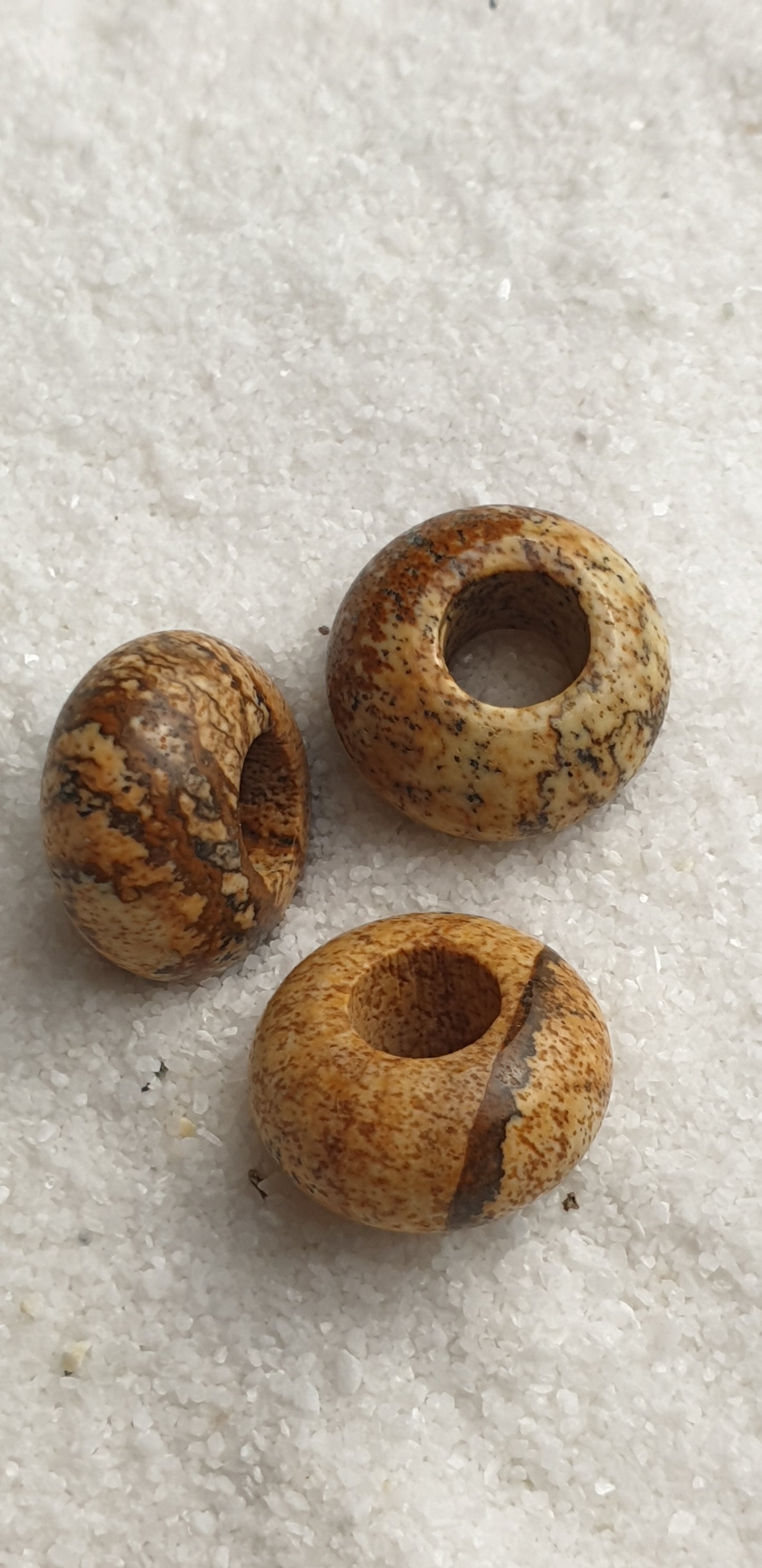 BRAUNER BILDJASPIS Naturstein Dreadschmuck / Dread Perle / Flecht Perle aus Feldspathquarz