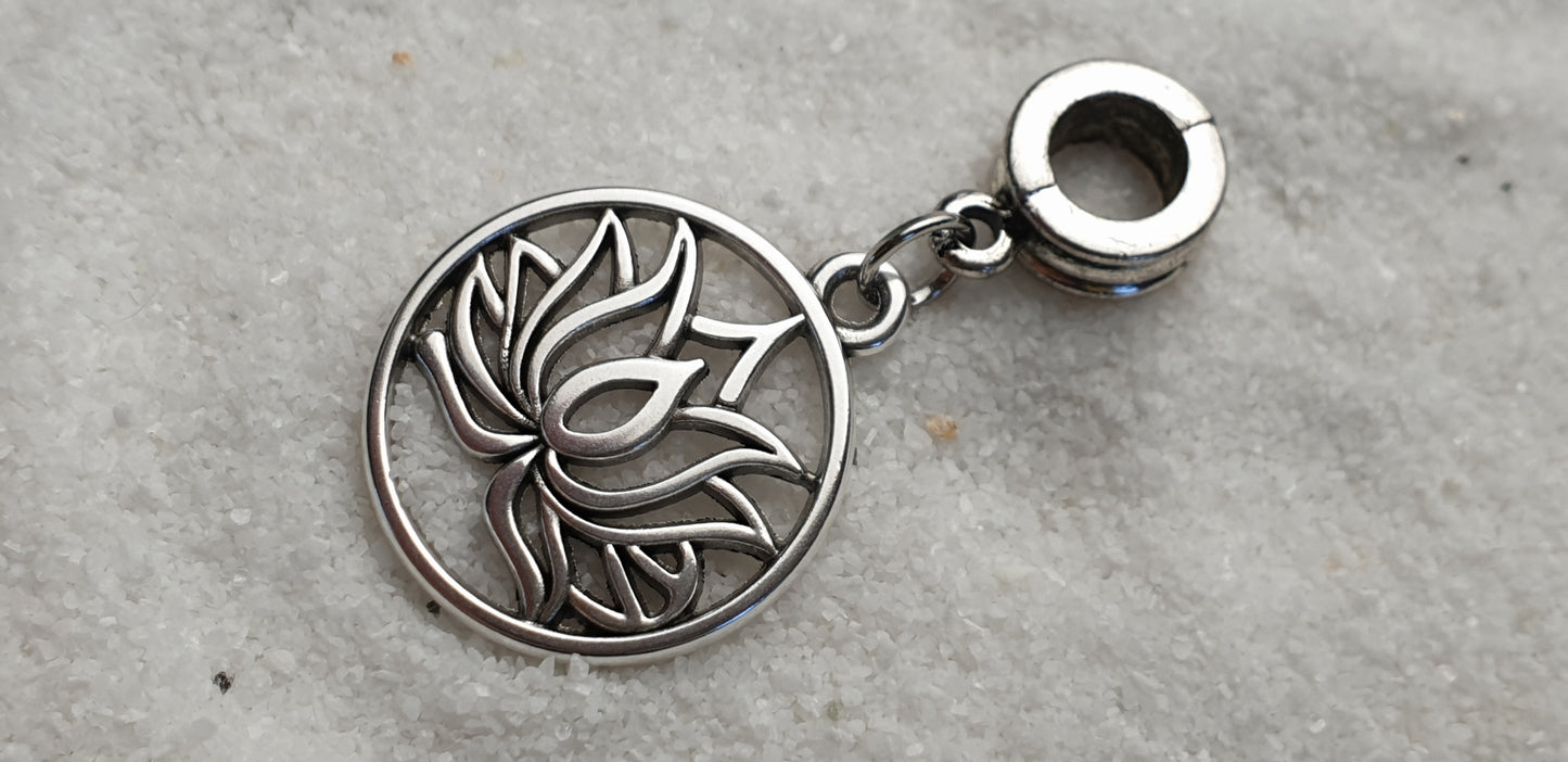 LOTUS Metall Dreadschmuck / Dread Charm / Flecht Perle und Anhänger mit Lotus Motiv
