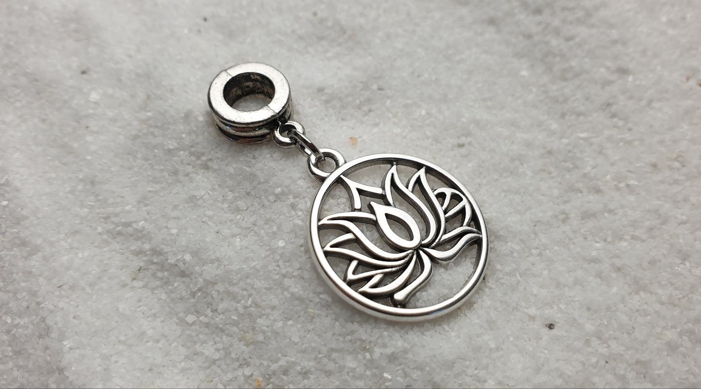 LOTUS Metall Dreadschmuck / Dread Charm / Flecht Perle und Anhänger mit Lotus Motiv