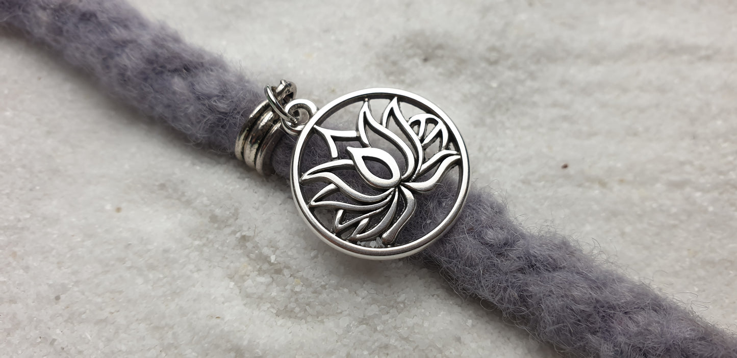 LOTUS Metall Dreadschmuck / Dread Charm / Flecht Perle und Anhänger mit Lotus Motiv