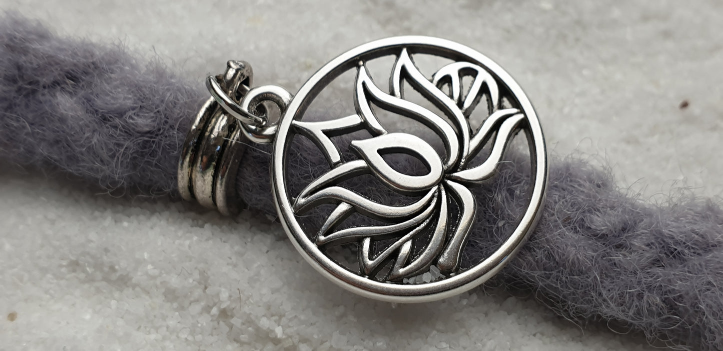 LOTUS Metall Dreadschmuck / Dread Charm / Flecht Perle und Anhänger mit Lotus Motiv