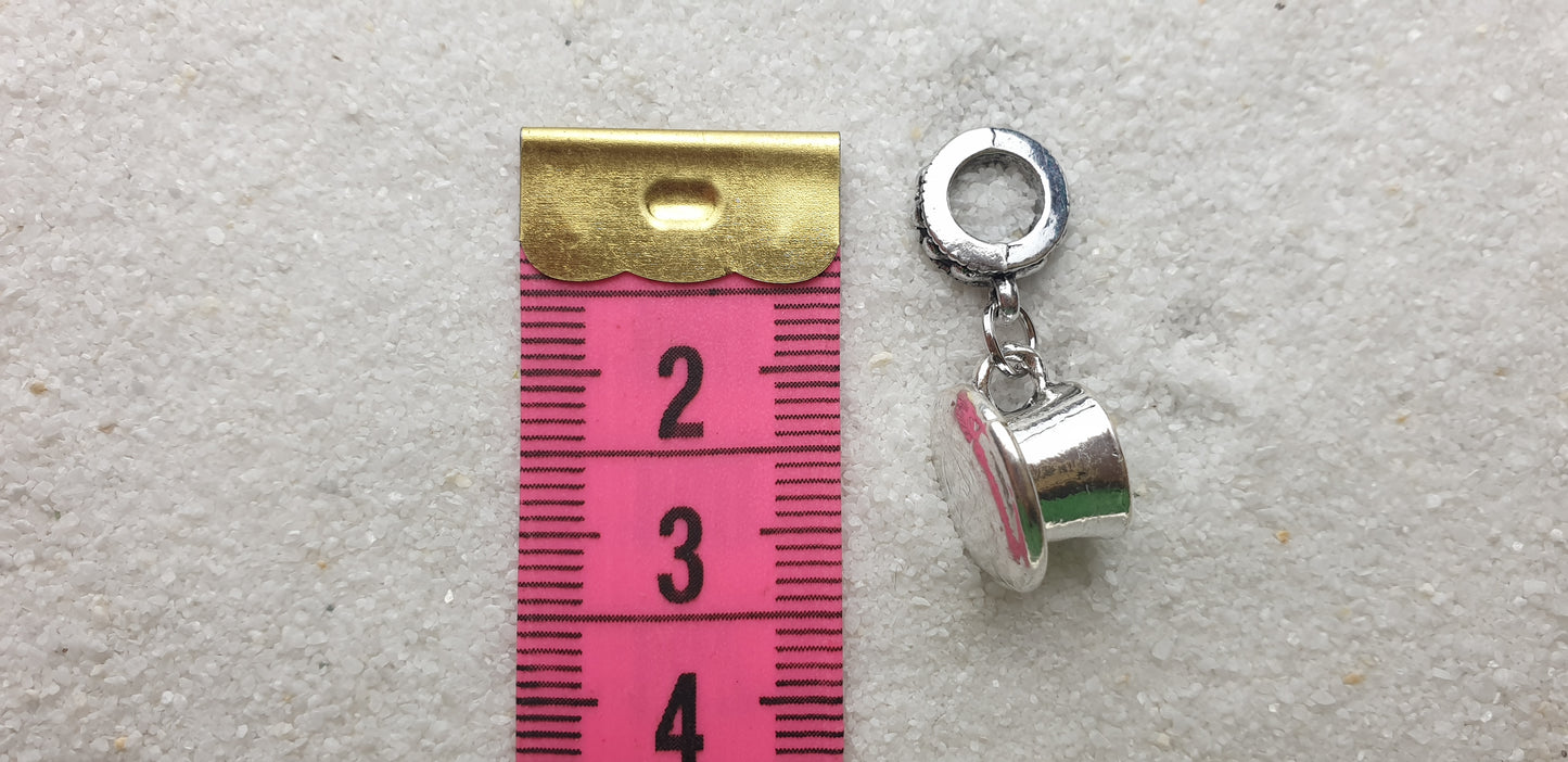 KAFFEE SCHWARZ Metall Dreadschmuck / Dreadring / Dread Charm / Flecht Perle mit Motiv Anhänger, Miniatur Kaffeetasse