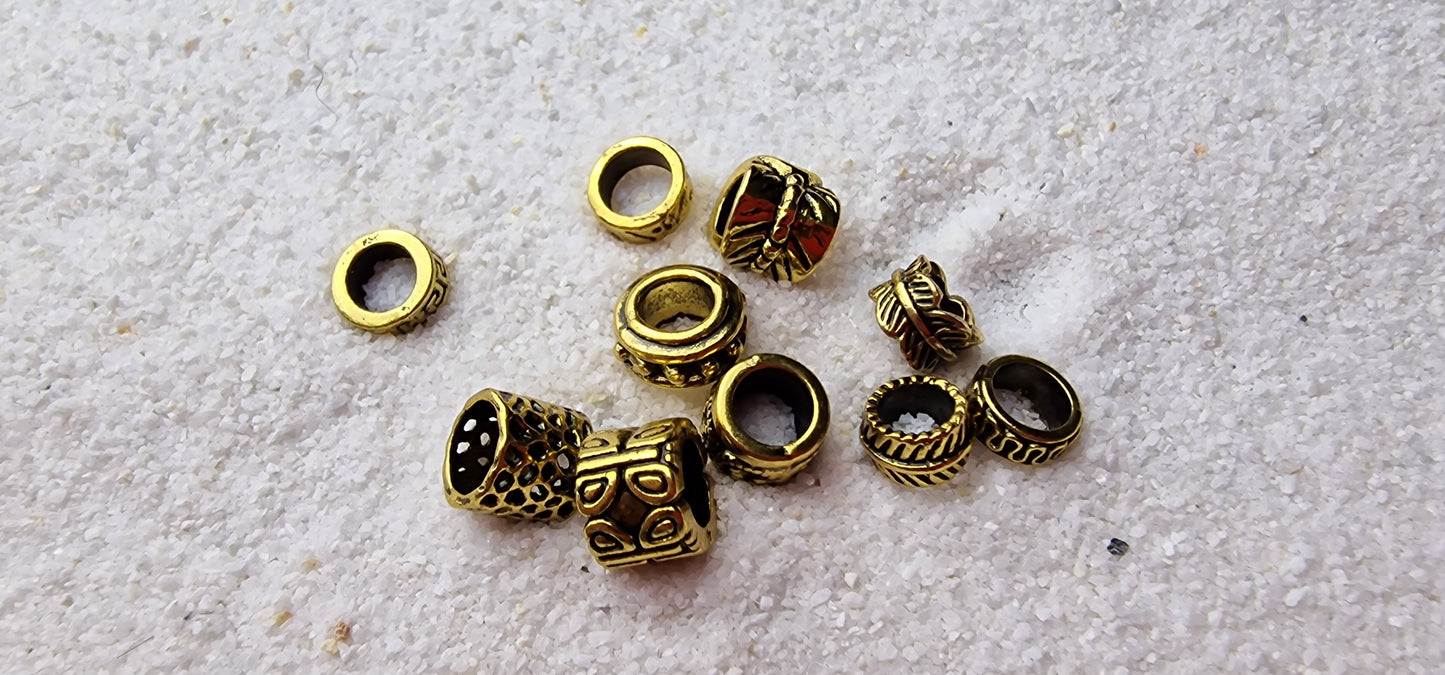 THE VIKING PROJECT Mixed Basic Beads: 10 verschiedene Ringe & Tubes im Set, Metall Dreadschmuck / Dread Ringe / Flecht Perlen