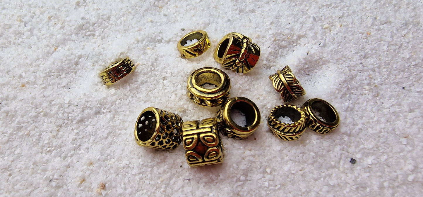 THE VIKING PROJECT Mixed Basic Beads: 10 verschiedene Ringe & Tubes im Set, Metall Dreadschmuck / Dread Ringe / Flecht Perlen