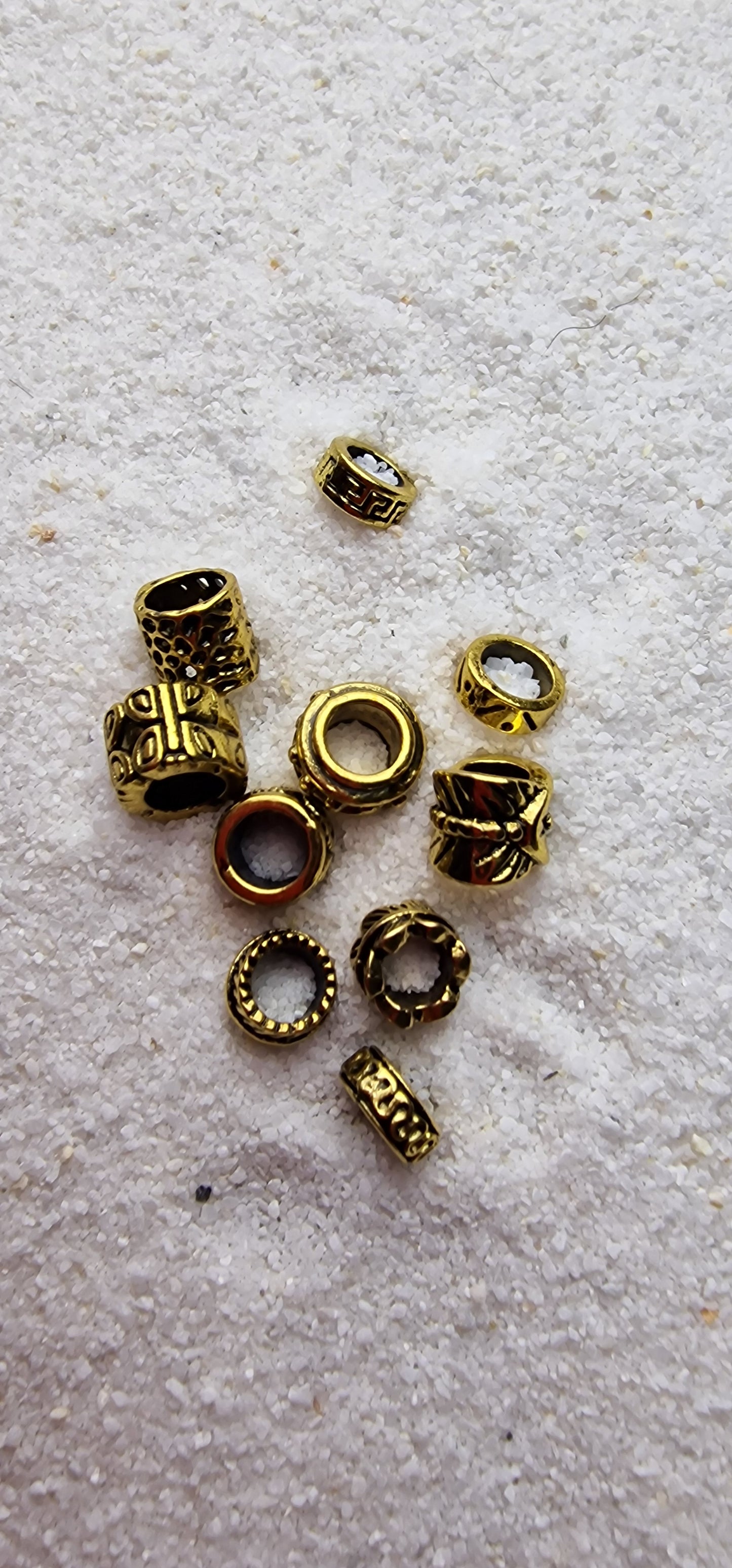 THE VIKING PROJECT Mixed Basic Beads: 10 verschiedene Ringe & Tubes im Set, Metall Dreadschmuck / Dread Ringe / Flecht Perlen