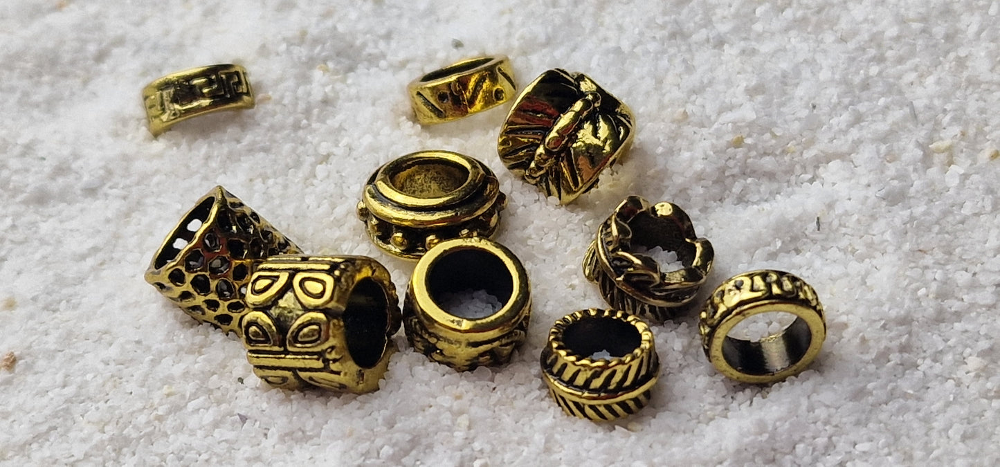 THE VIKING PROJECT Mixed Basic Beads: 10 verschiedene Ringe & Tubes im Set, Metall Dreadschmuck / Dread Ringe / Flecht Perlen