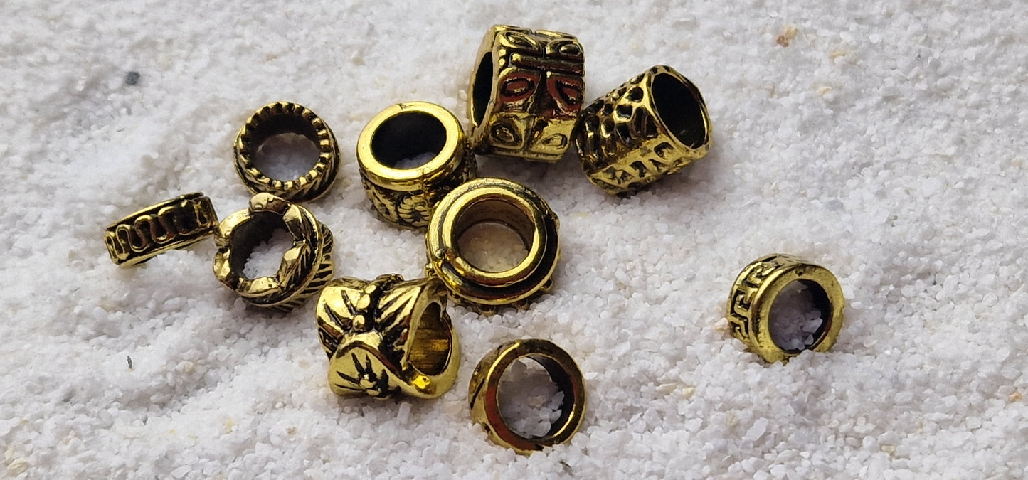 THE VIKING PROJECT Mixed Basic Beads: 10 verschiedene Ringe & Tubes im Set, Metall Dreadschmuck / Dread Ringe / Flecht Perlen