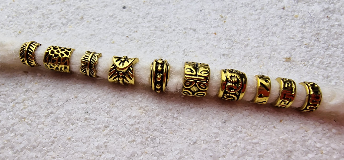 THE VIKING PROJECT Mixed Basic Beads: 10 verschiedene Ringe & Tubes im Set, Metall Dreadschmuck / Dread Ringe / Flecht Perlen