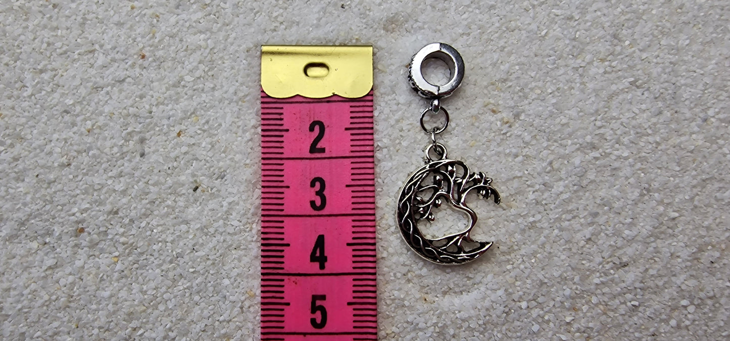 RAUHNACHT Metall Dreadschmuck / Dreadring / Dread Charm / Flecht Perle und Halbmond-Anhänger mit Tribal-Baum