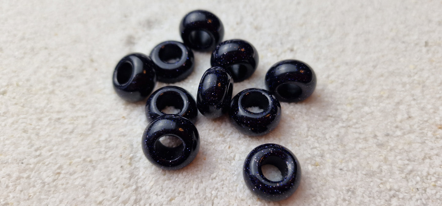 BLUE SANDSTONE Große Natursteinperle Dreadschmuck / Dread Perle / Flecht Perle aus Blaufluss