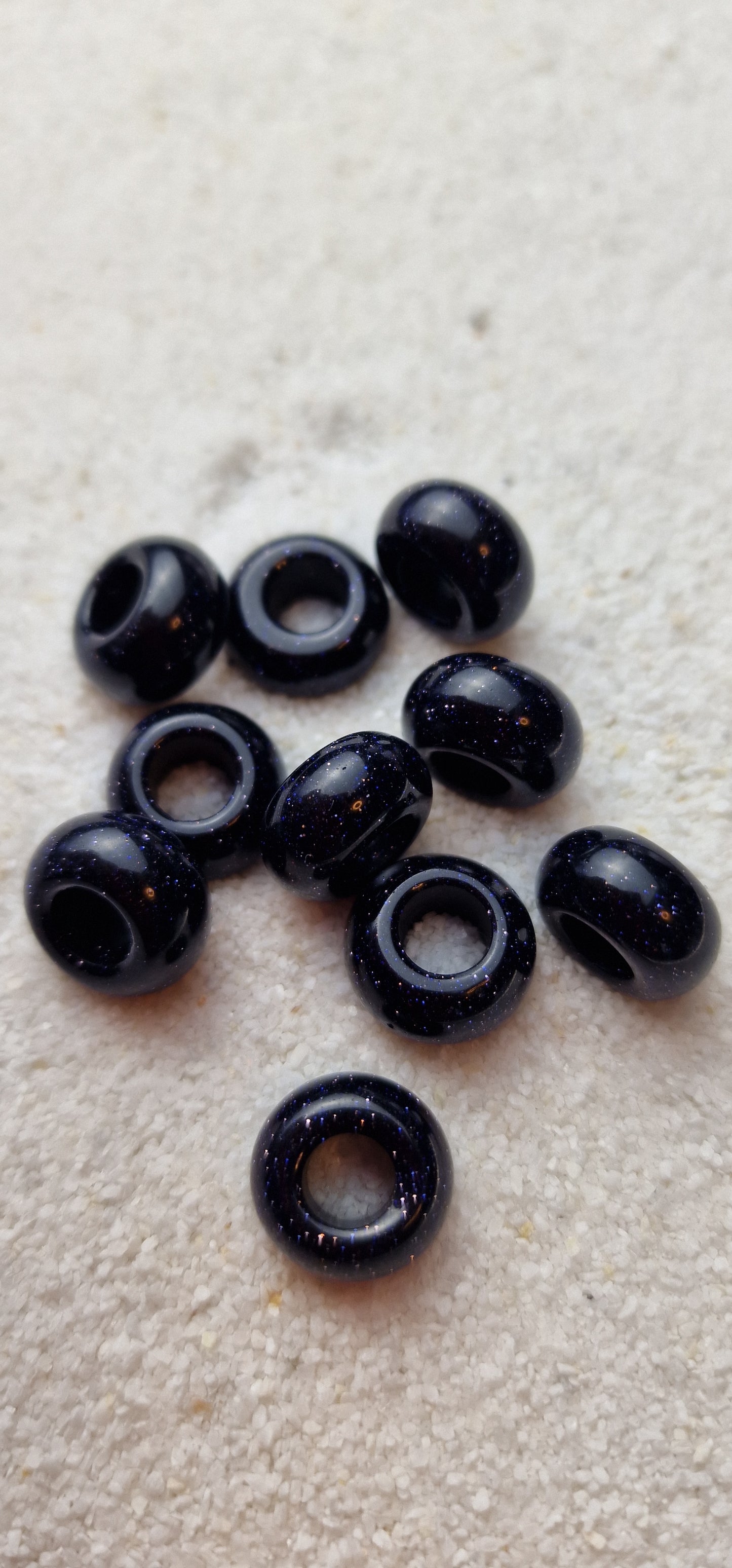 BLUE SANDSTONE Große Natursteinperle Dreadschmuck / Dread Perle / Flecht Perle aus Blaufluss