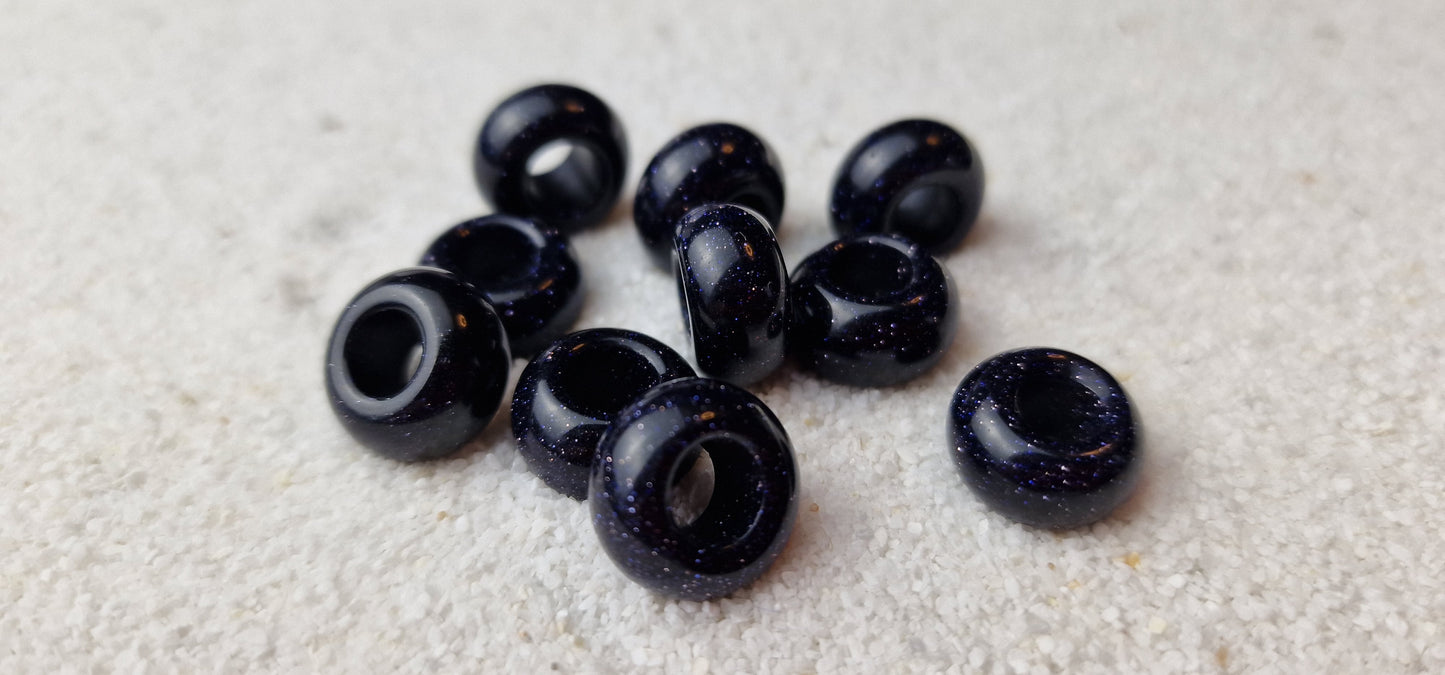 BLUE SANDSTONE Große Natursteinperle Dreadschmuck / Dread Perle / Flecht Perle aus Blaufluss