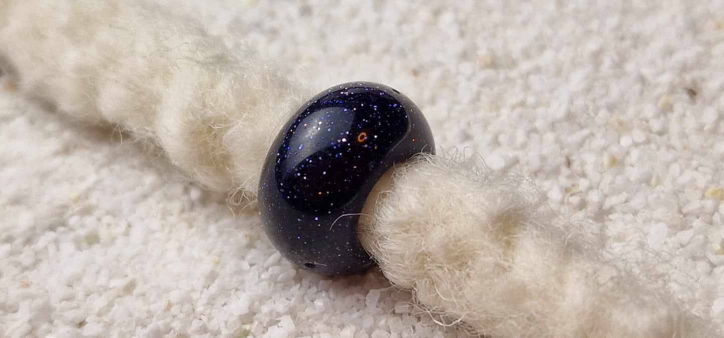 BLUE SANDSTONE Große Natursteinperle Dreadschmuck / Dread Perle / Flecht Perle aus Blaufluss