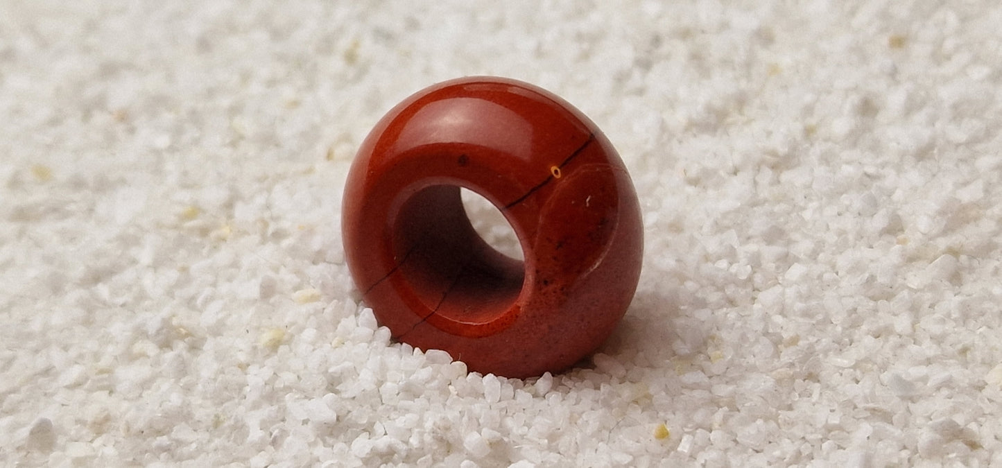 ROTER JASPIS Naturstein Dreadschmuck / Dread Perle / Flecht Perle aus Feldspathquarz