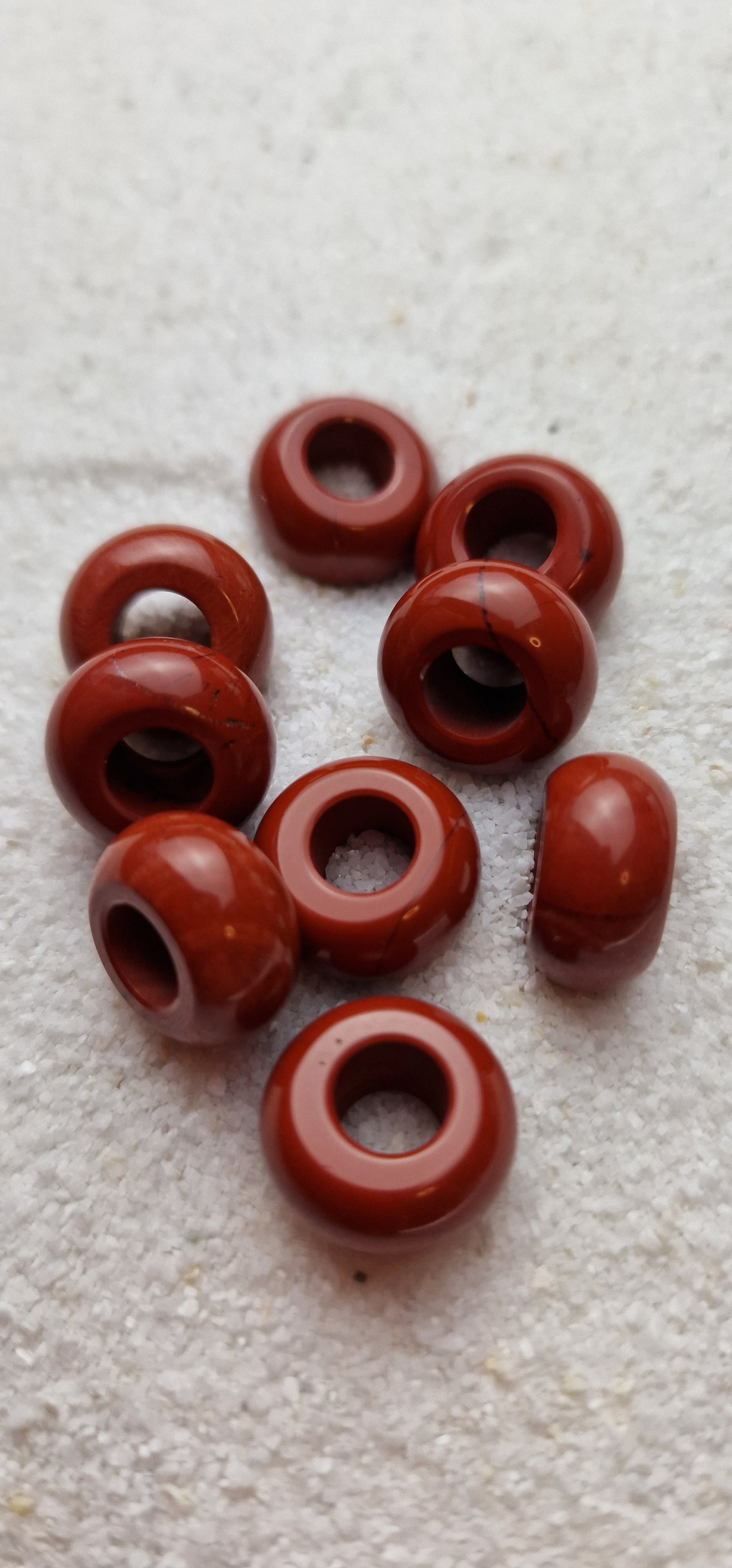 ROTER JASPIS Naturstein Dreadschmuck / Dread Perle / Flecht Perle aus Feldspathquarz