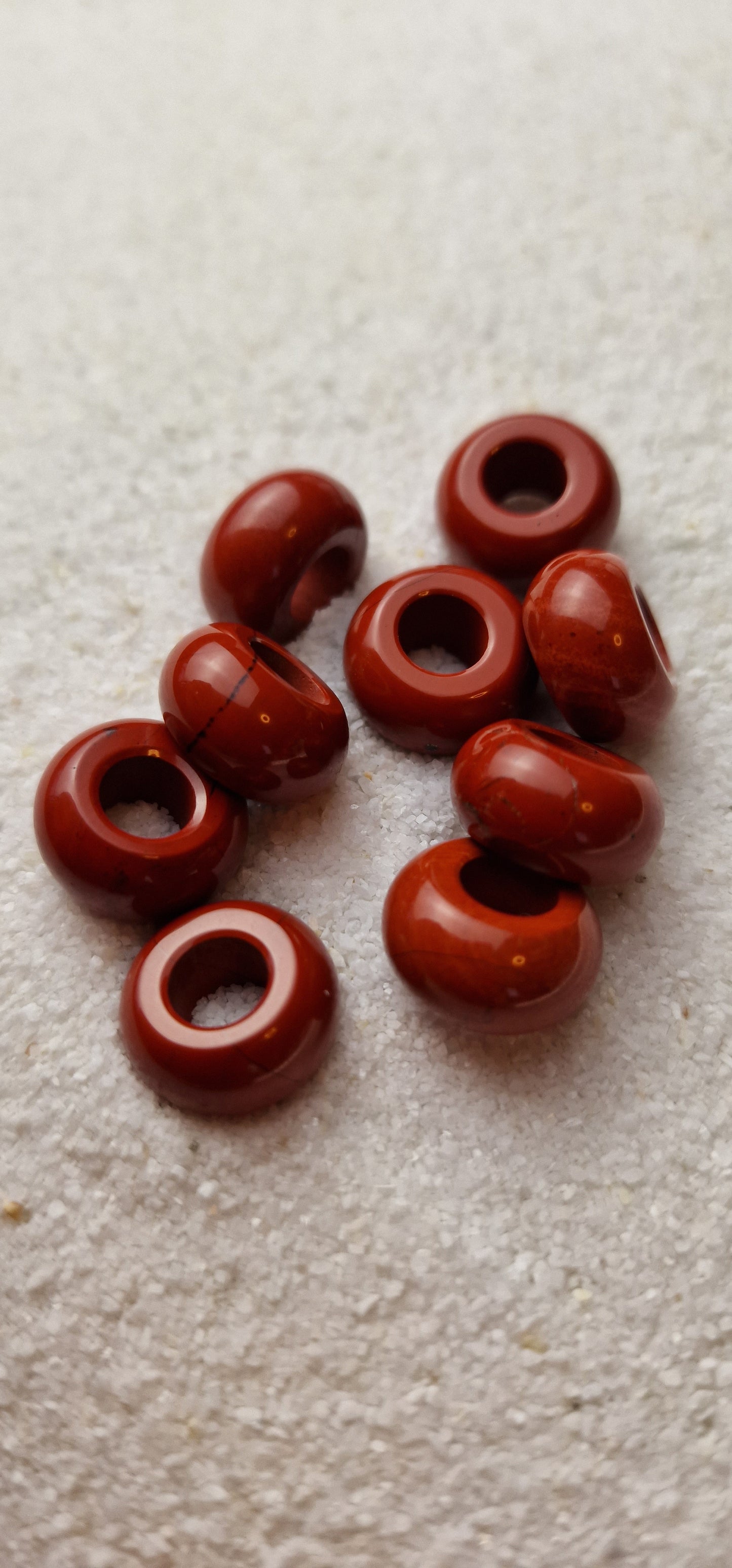 ROTER JASPIS Naturstein Dreadschmuck / Dread Perle / Flecht Perle aus Feldspathquarz