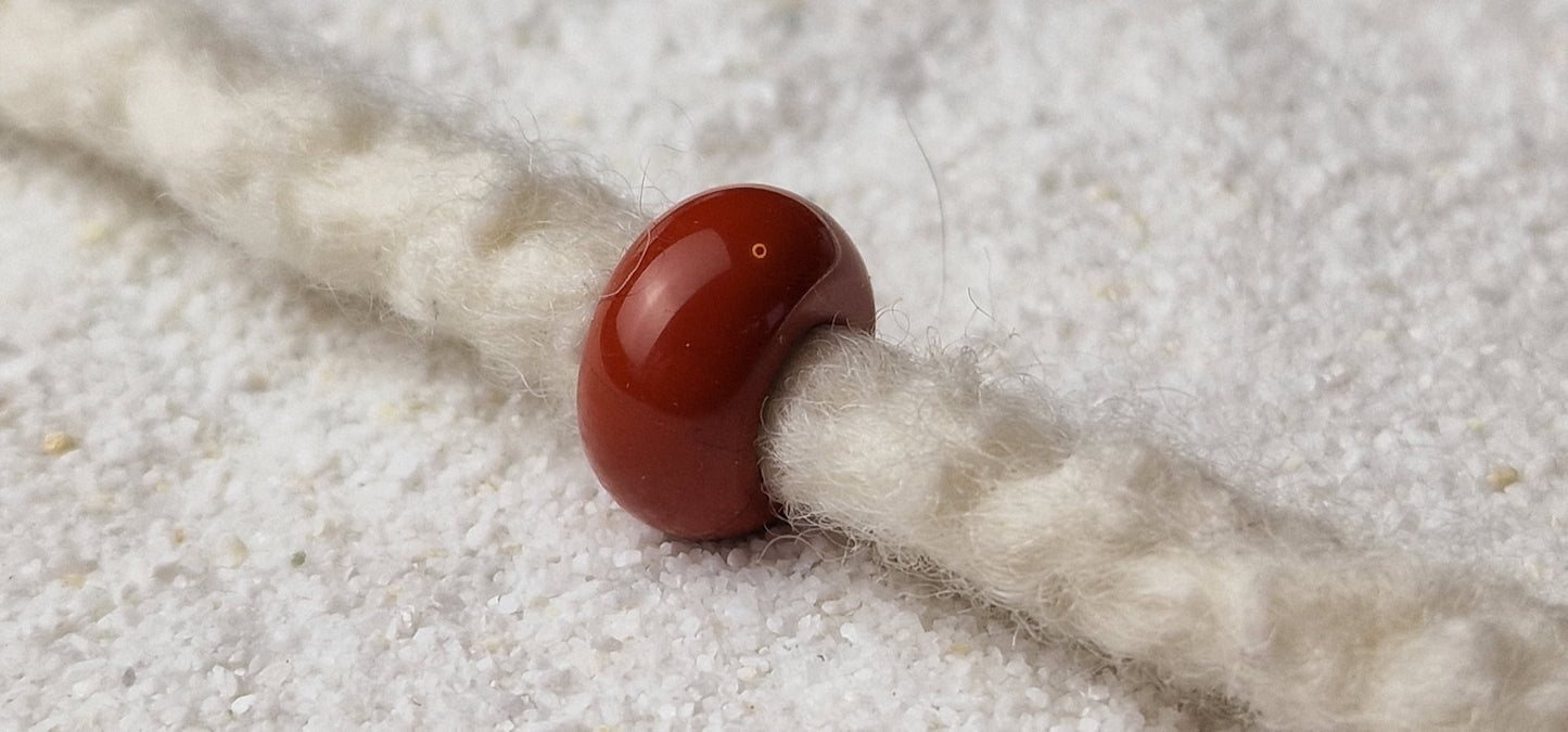ROTER JASPIS Naturstein Dreadschmuck / Dread Perle / Flecht Perle aus Feldspathquarz