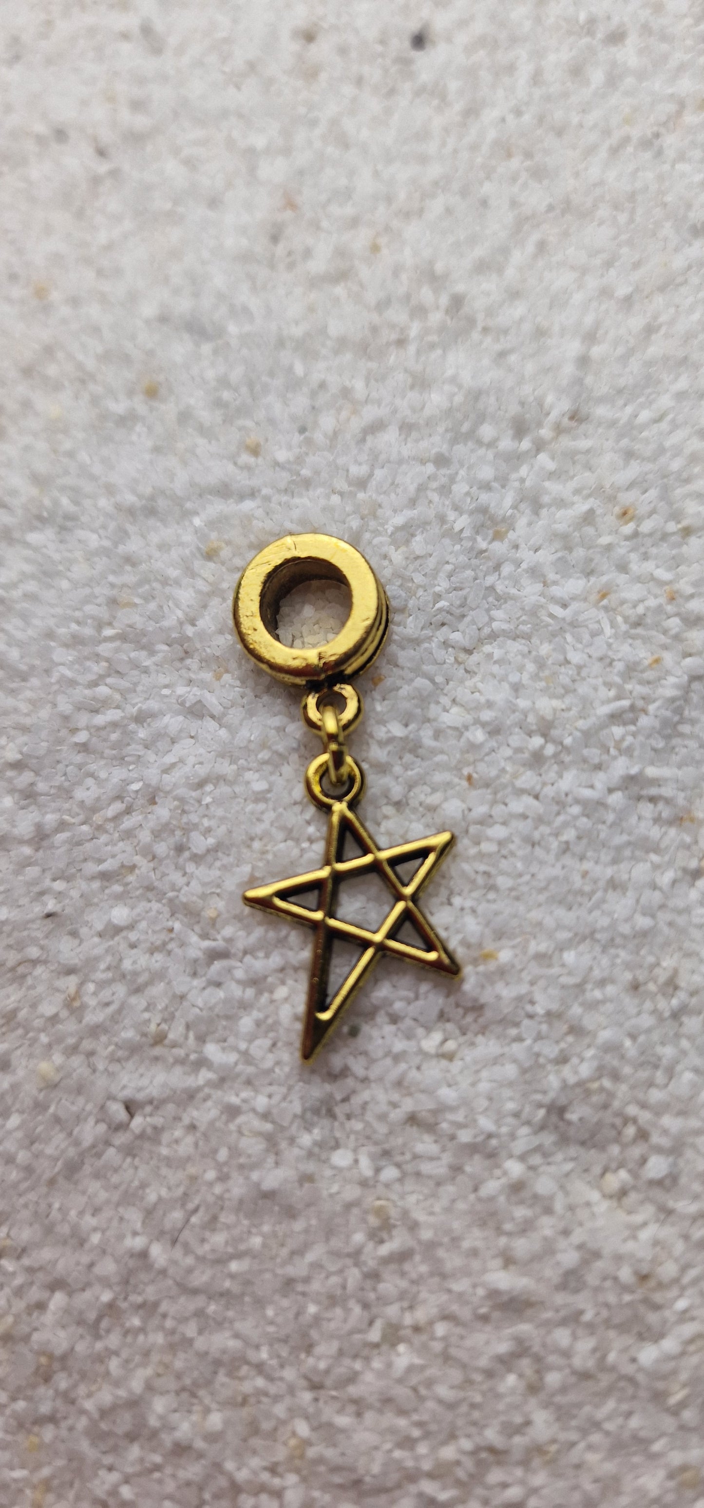PENTAGRAMM Metall Dreadschmuck / Dread Charm / Flecht Perle mit Pentagramm Anhänger