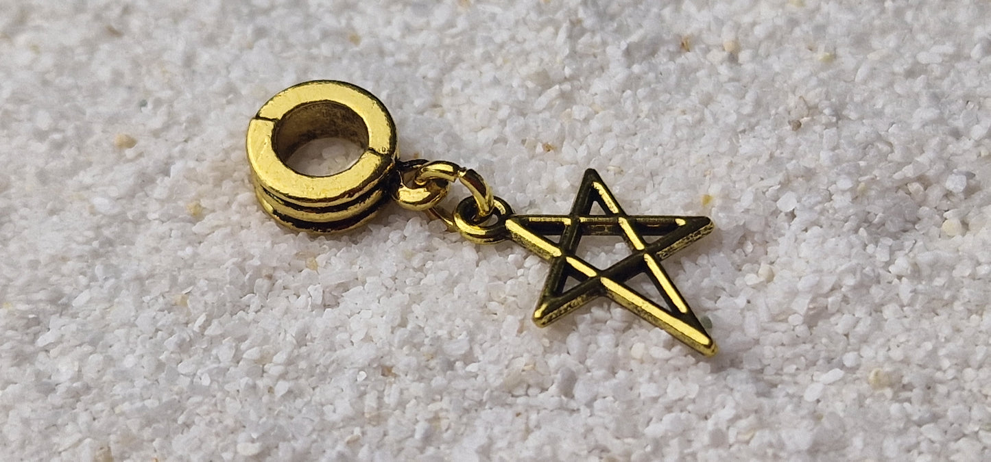 PENTAGRAMM Metall Dreadschmuck / Dread Charm / Flecht Perle mit Pentagramm Anhänger