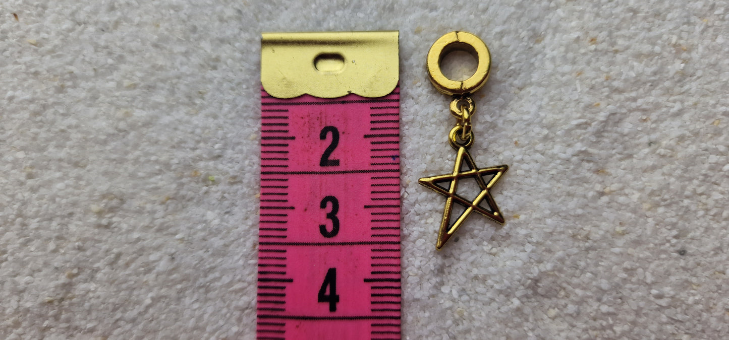 PENTAGRAMM Metall Dreadschmuck / Dread Charm / Flecht Perle mit Pentagramm Anhänger