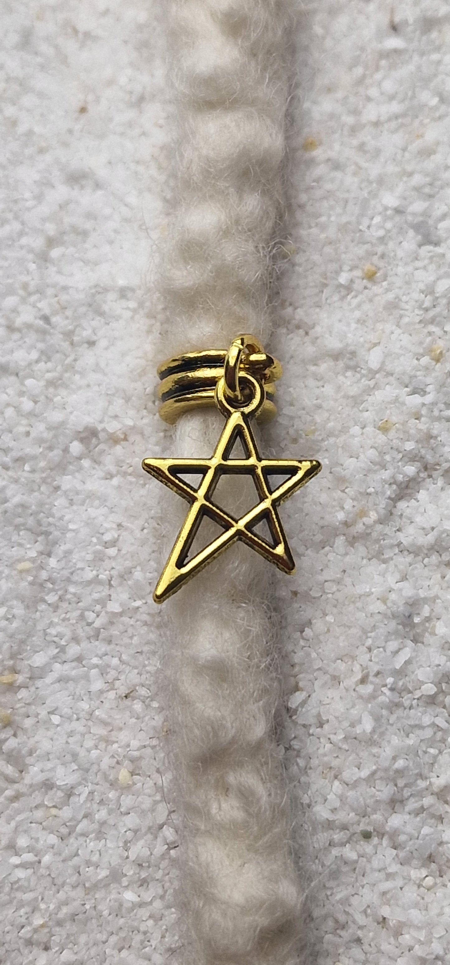 PENTAGRAMM Metall Dreadschmuck / Dread Charm / Flecht Perle mit Pentagramm Anhänger