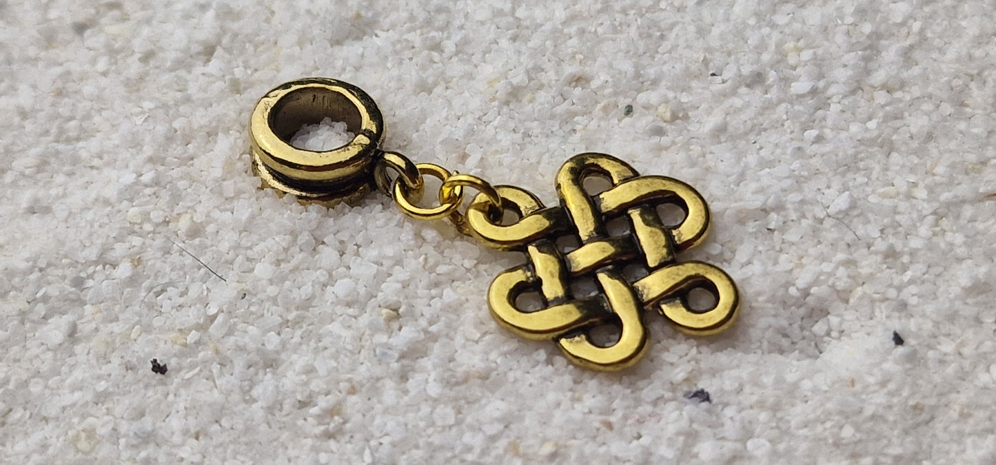NORDIC KNOT Metall Dreadschmuck / Dreadring / Dread Charm / Flecht Perle und Anhänger mit kleinem Keltenknoten