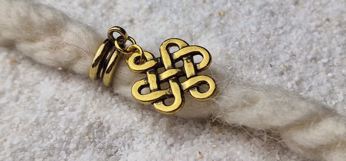 NORDIC KNOT Metall Dreadschmuck / Dreadring / Dread Charm / Flecht Perle und Anhänger mit kleinem Keltenknoten