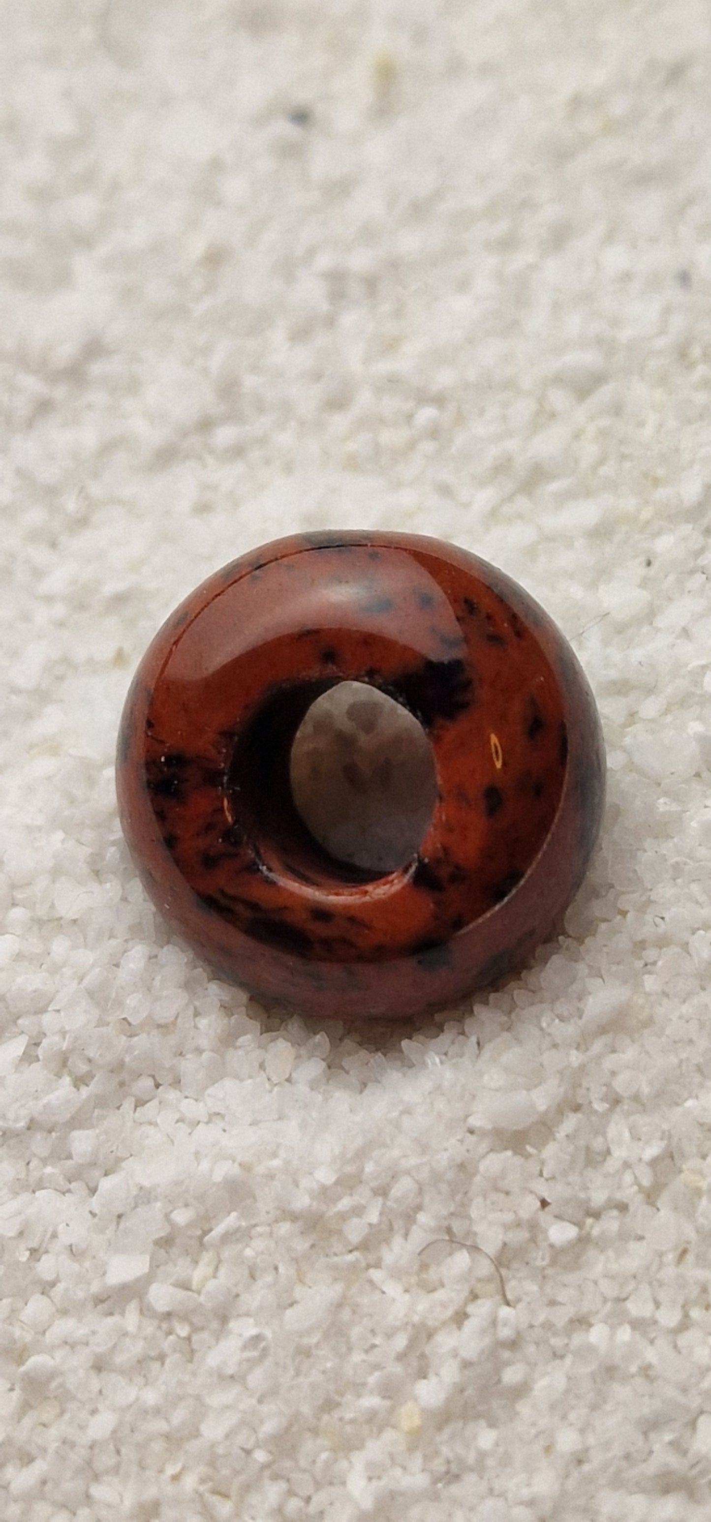 MAHAGONI OBSIDIAN Naturstein Dreadschmuck / Dread Perle / Flecht Perle aus vulkanischem Obsidian Glas