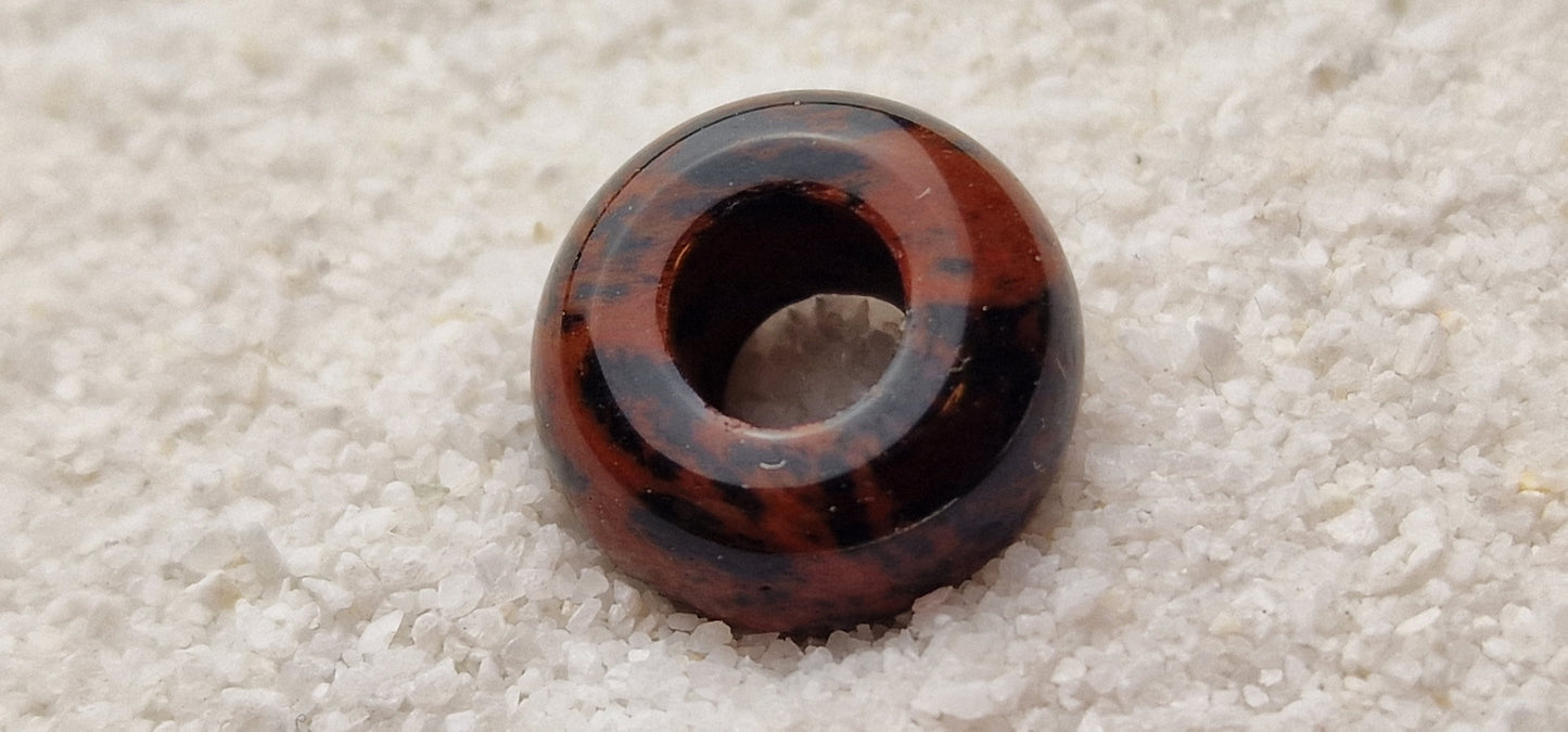 MAHAGONI OBSIDIAN Naturstein Dreadschmuck / Dread Perle / Flecht Perle aus vulkanischem Obsidian Glas