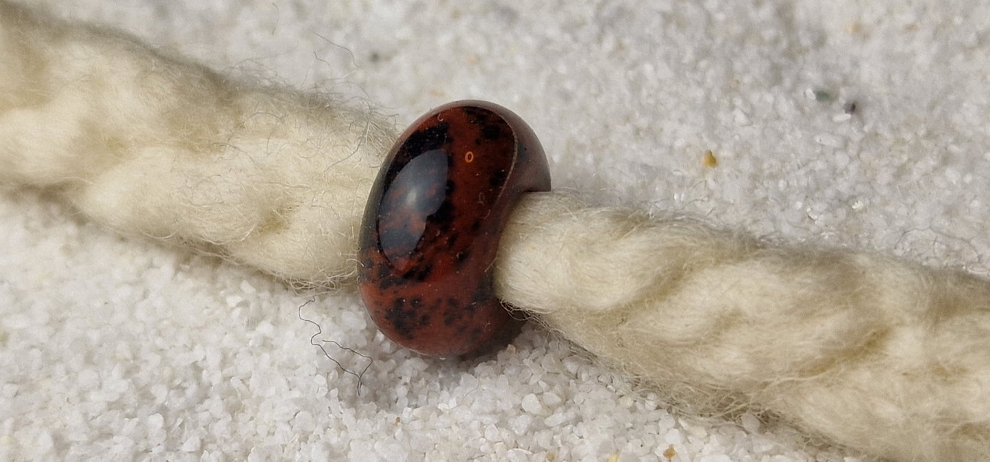 MAHAGONI OBSIDIAN Naturstein Dreadschmuck / Dread Perle / Flecht Perle aus vulkanischem Obsidian Glas