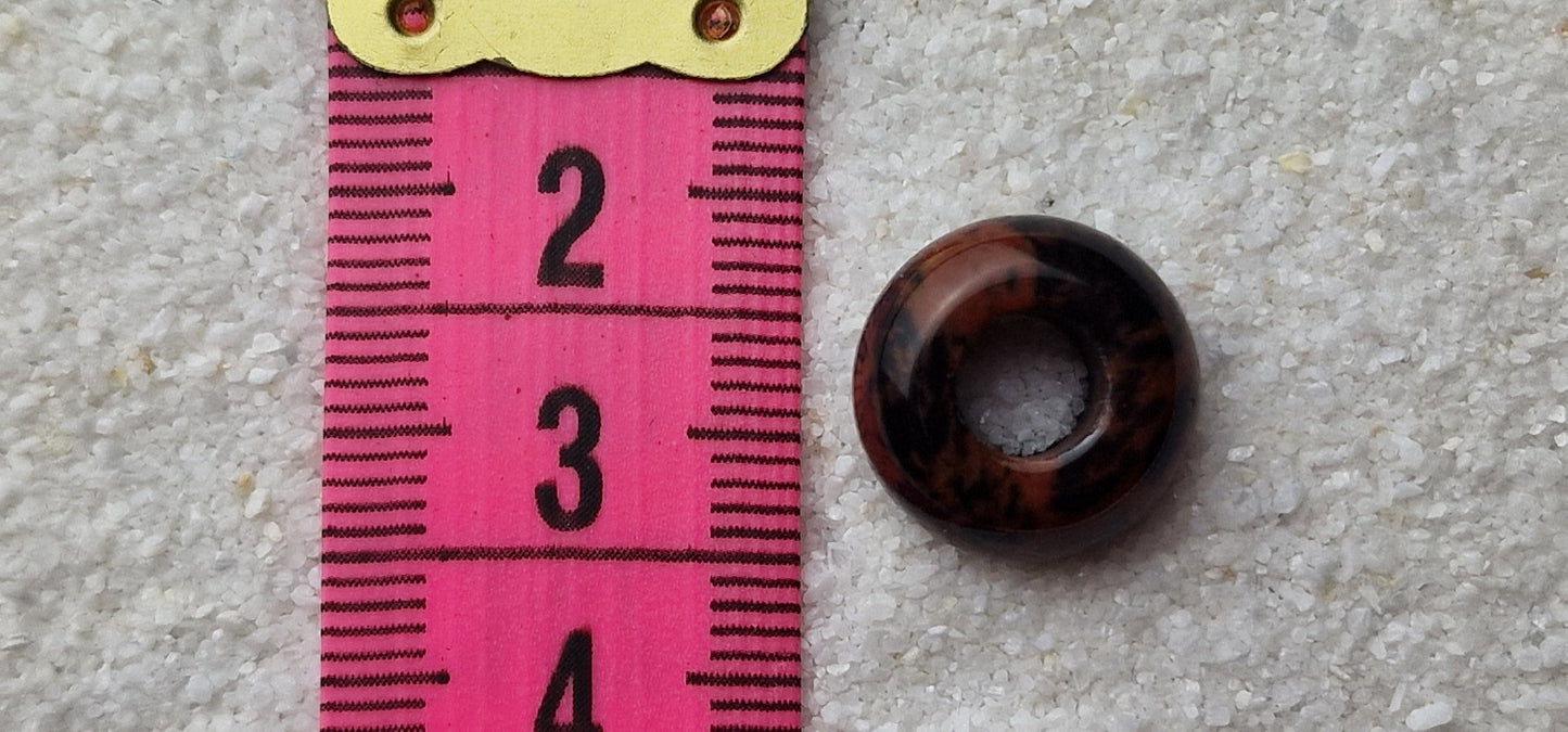MAHAGONI OBSIDIAN Naturstein Dreadschmuck / Dread Perle / Flecht Perle aus vulkanischem Obsidian Glas