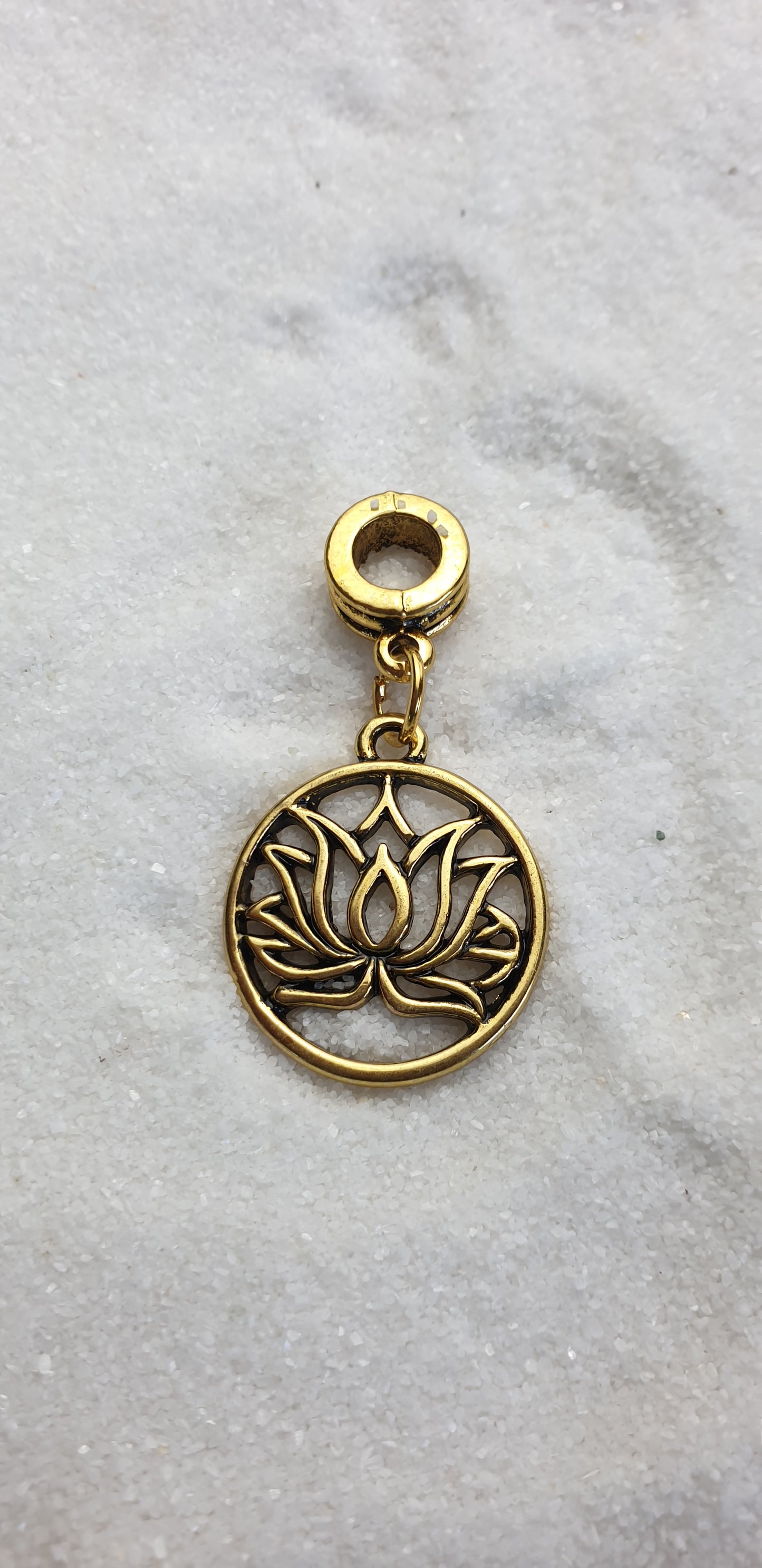 LOTUS Metall Dreadschmuck / Dread Charm / Flecht Perle und Anhänger mit Lotus Motiv