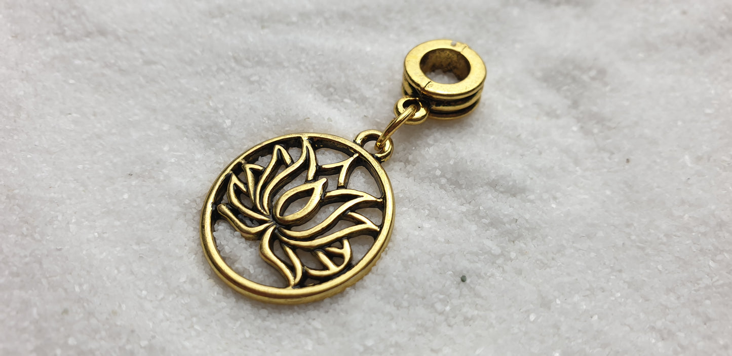 LOTUS Metall Dreadschmuck / Dread Charm / Flecht Perle und Anhänger mit Lotus Motiv