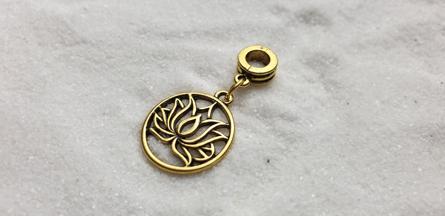 LOTUS Metall Dreadschmuck / Dread Charm / Flecht Perle und Anhänger mit Lotus Motiv