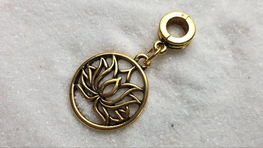 LOTUS Metall Dreadschmuck / Dread Charm / Flecht Perle und Anhänger mit Lotus Motiv