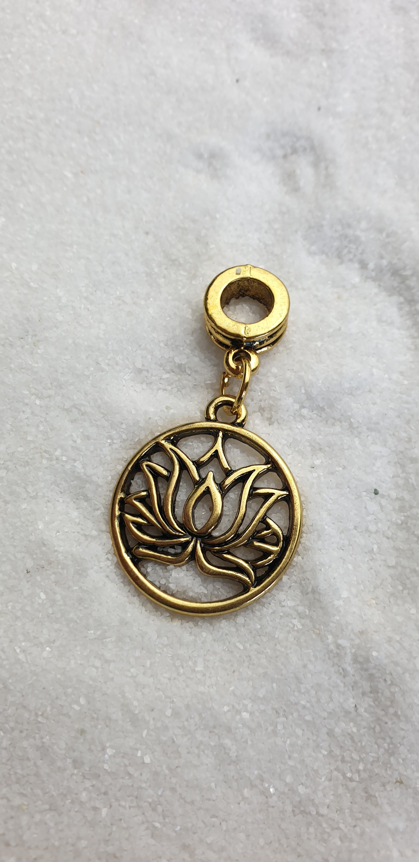 LOTUS Metall Dreadschmuck / Dread Charm / Flecht Perle und Anhänger mit Lotus Motiv