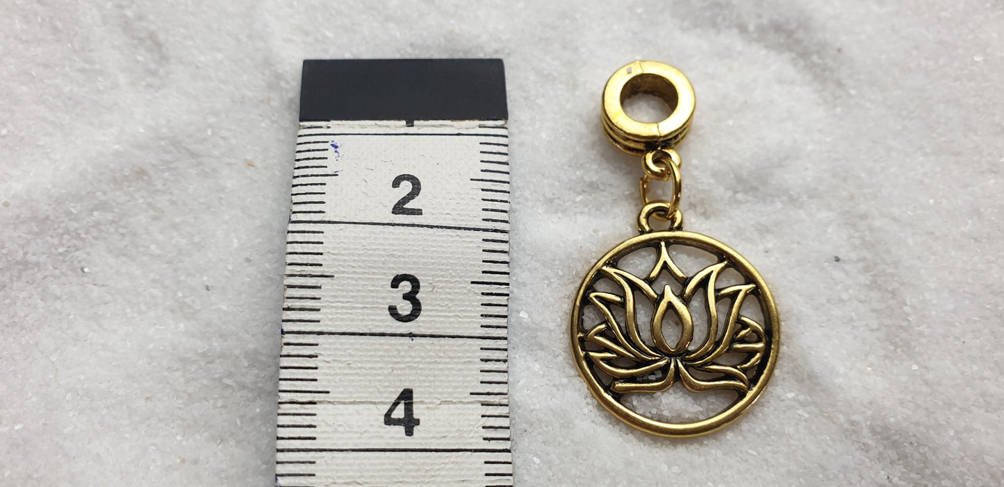 LOTUS Metall Dreadschmuck / Dread Charm / Flecht Perle und Anhänger mit Lotus Motiv