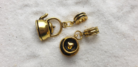 TEA TIME Metall Dreadschmuck / Dread Charm / Flecht Perle und Anhänger, Set mit Märchen Motiv