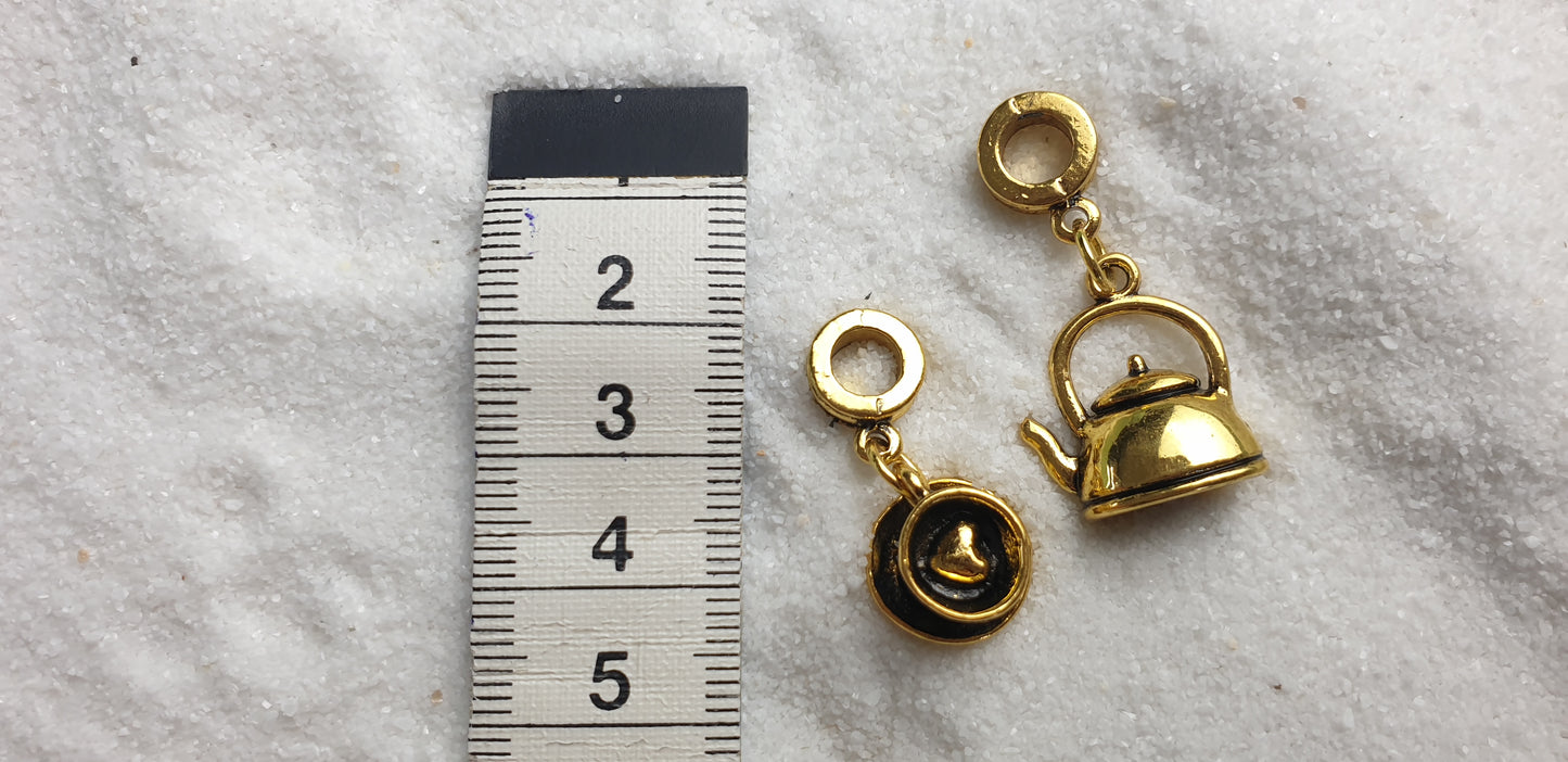 TEA TIME Metall Dreadschmuck / Dread Charm / Flecht Perle und Anhänger, Set mit Märchen Motiv