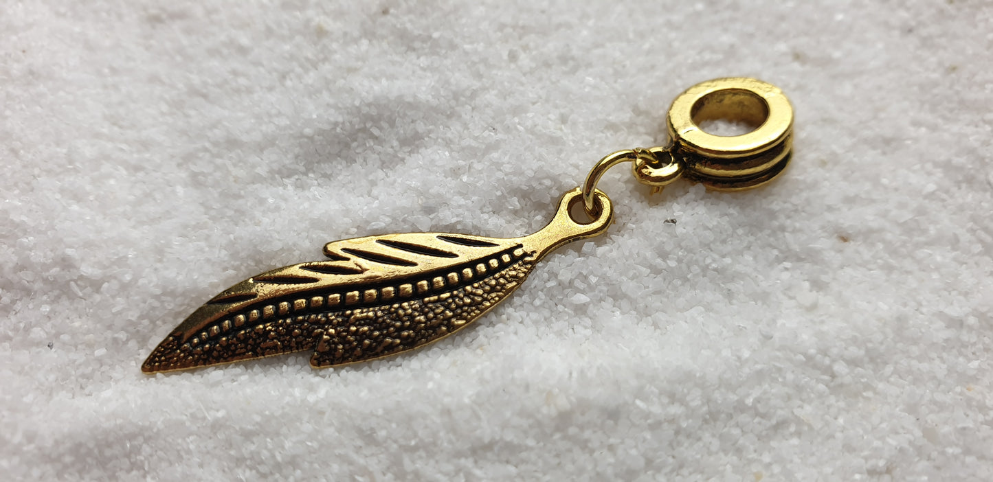 BAROCK Metall Dreadschmuck / Dread Charm / Flecht Perle mit großem Anhänger in stilisierter Blattform