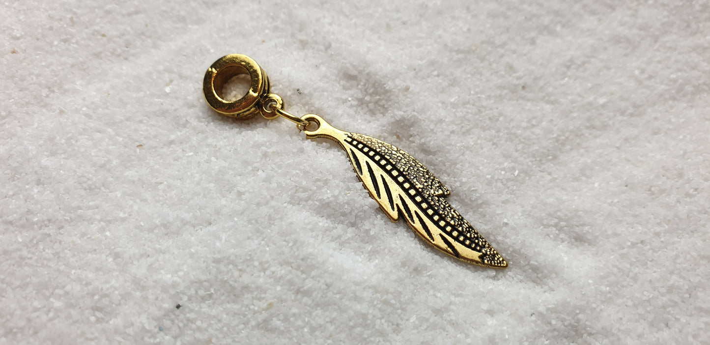 BAROCK Metall Dreadschmuck / Dread Charm / Flecht Perle mit großem Anhänger in stilisierter Blattform