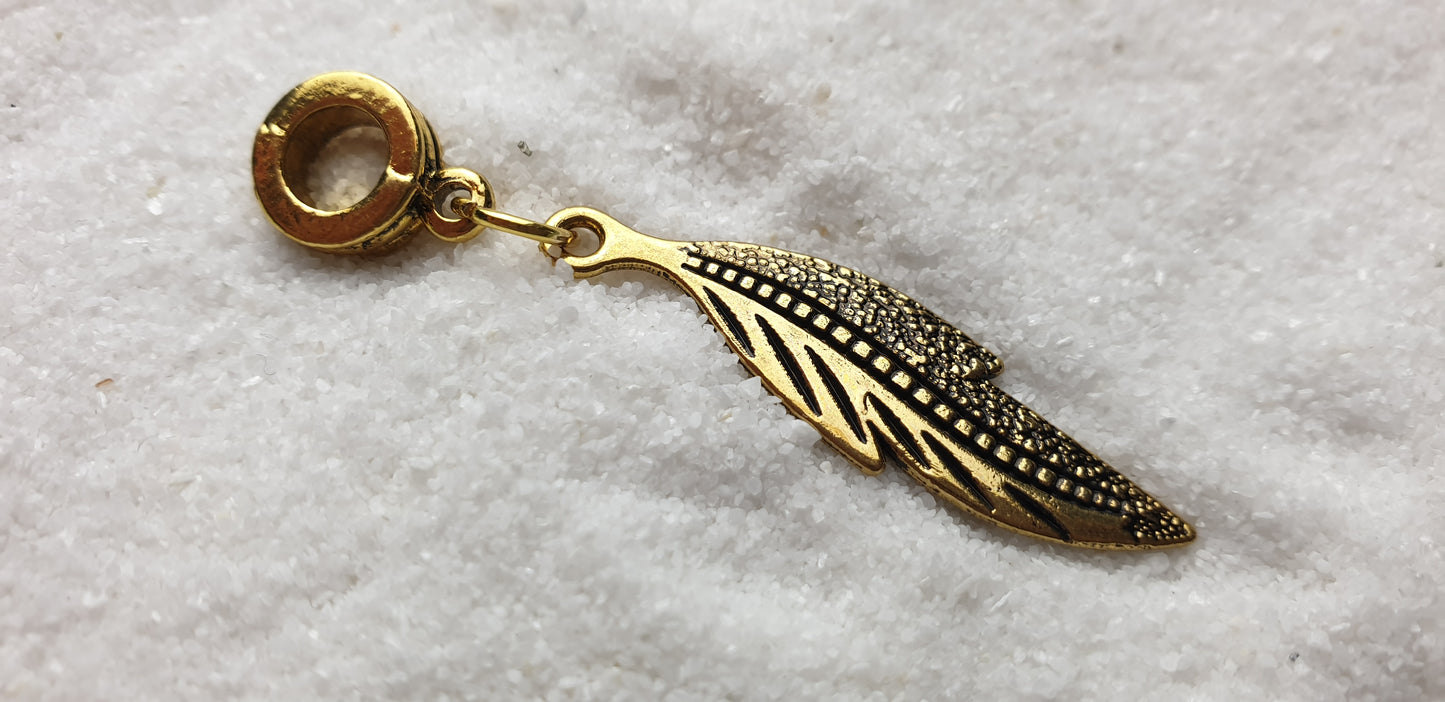 BAROCK Metall Dreadschmuck / Dread Charm / Flecht Perle mit großem Anhänger in stilisierter Blattform