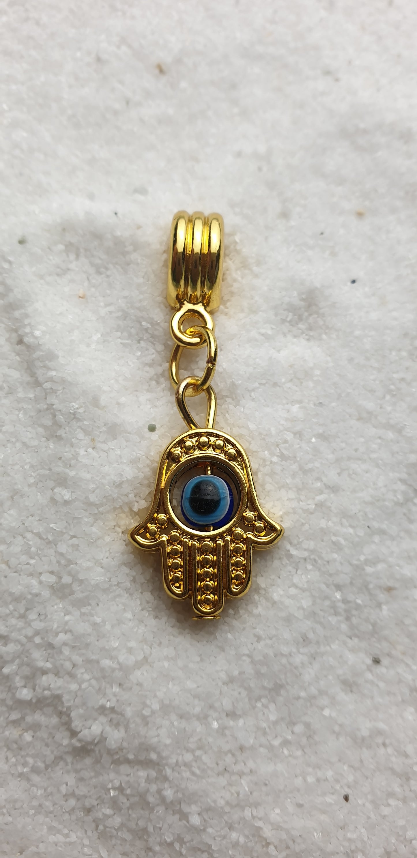 FATIMAS HAND Metall Dreadschmuck / Dread Charm / Flecht Perle und Anhänger mit drehbarem Glücksauge