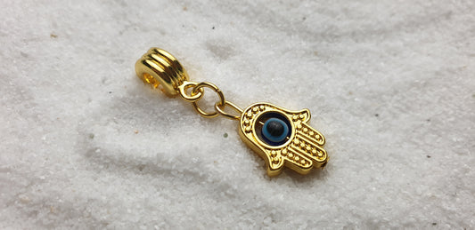 FATIMAS HAND Metall Dreadschmuck / Dread Charm / Flecht Perle und Anhänger mit drehbarem Glücksauge