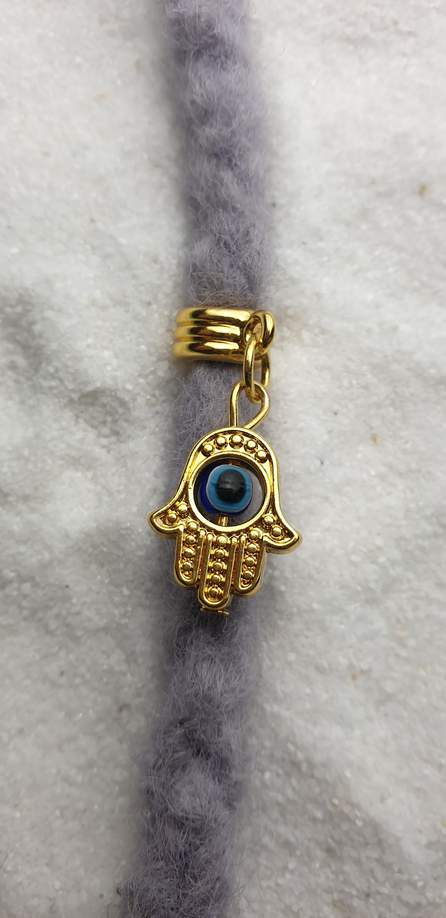 FATIMAS HAND Metall Dreadschmuck / Dread Charm / Flecht Perle und Anhänger mit drehbarem Glücksauge