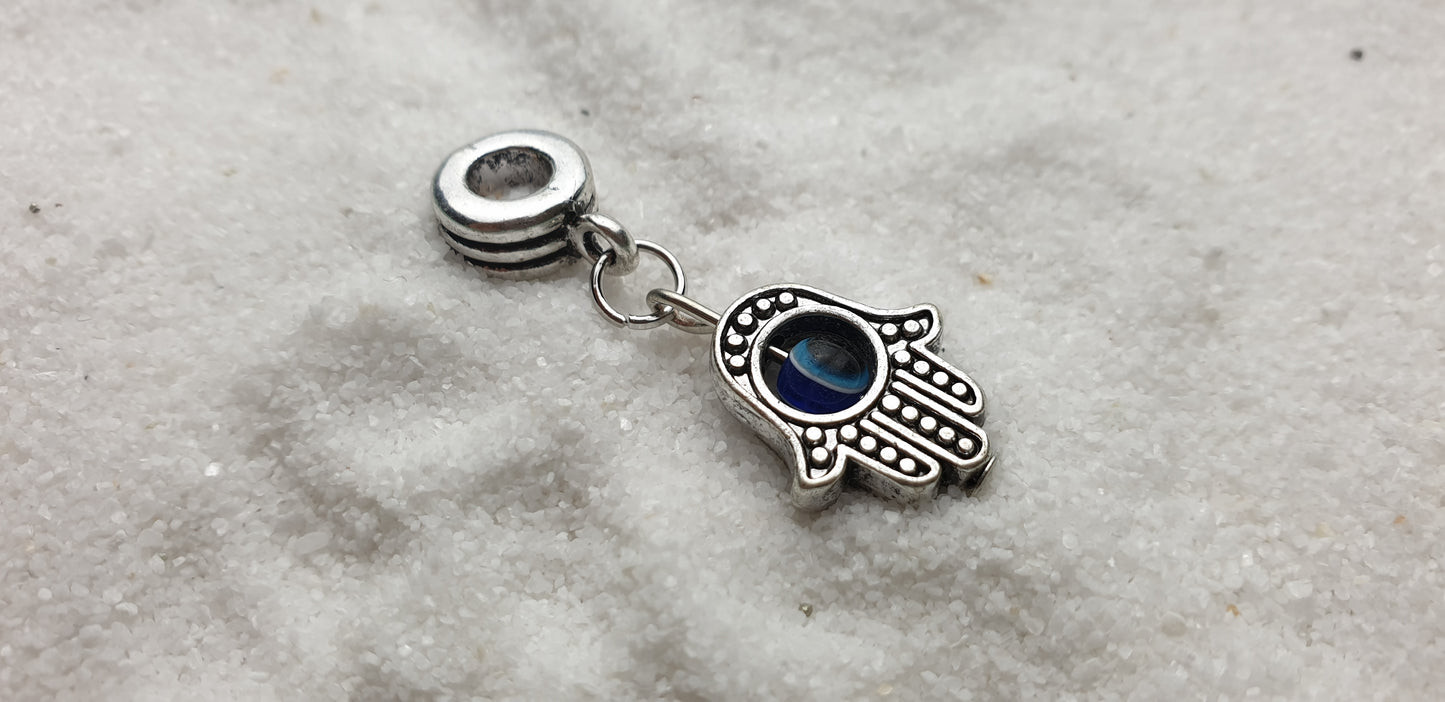 FATIMAS HAND Metall Dreadschmuck / Dread Charm / Flecht Perle und Anhänger mit drehbarem Glücksauge